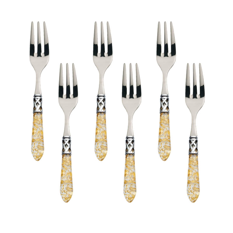       
                            Komplet 6 widelczyków do ciasta ze złotymi drobinkami Aladdin Bugatti
                        