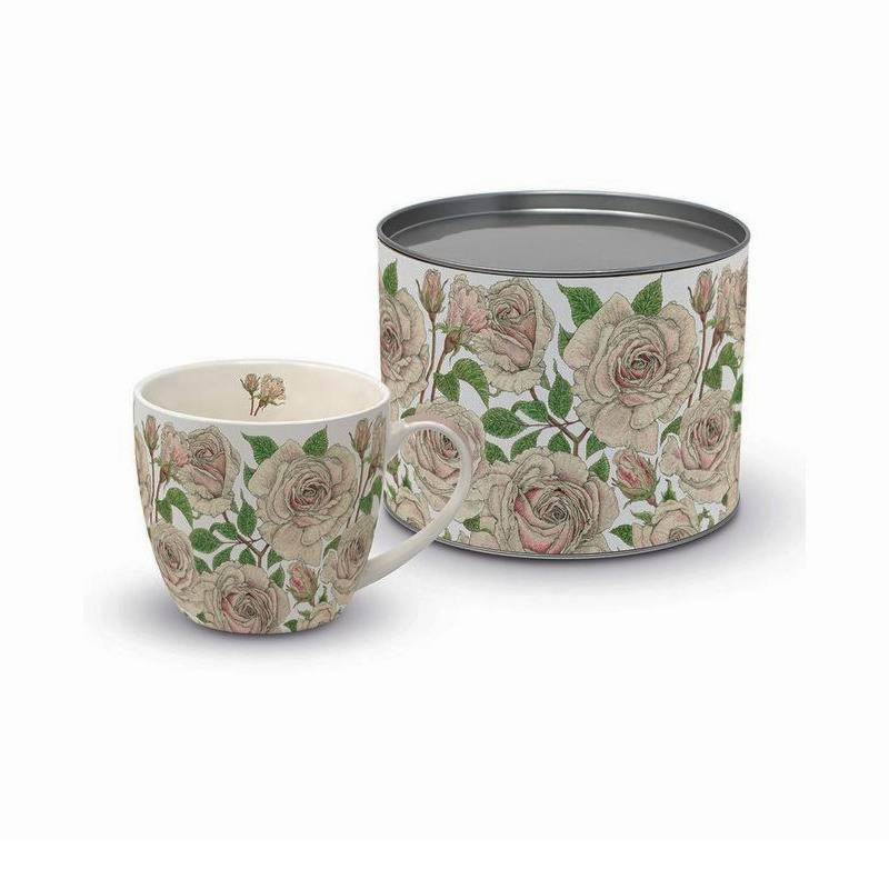 Kubek porcelanowy (450 ml) Róże w ozdobnej puszce PPD