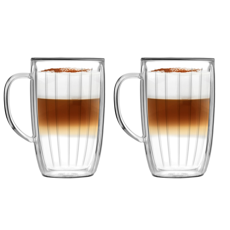 Zestaw 2 szklanek wysokich z uchem z podwójnymi ściankami (350 ml) Tulip Vialli Design