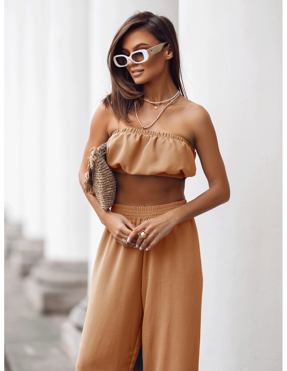 Stylowy komplet top z szerokimi spodniami MATILDE