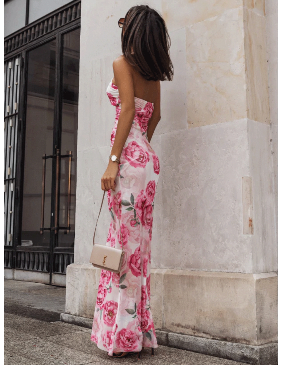 Sukienka maxi z odkrytymi plecami w print LAYAN