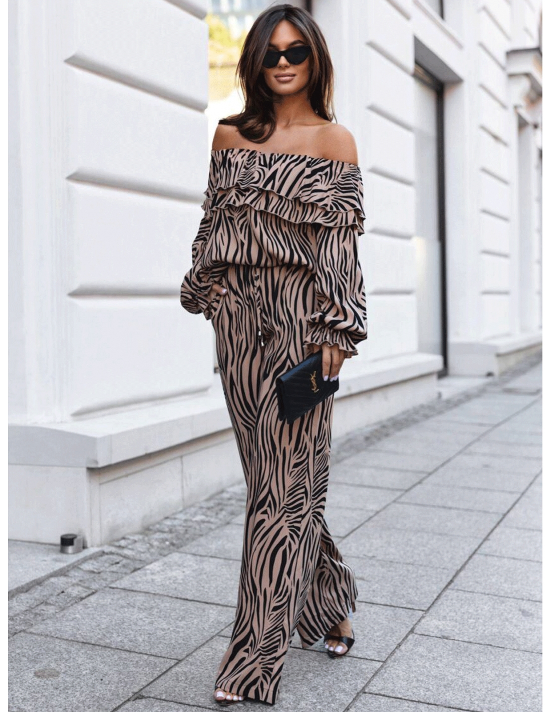 Stylowe spodnie z wiskozy w print AMARA