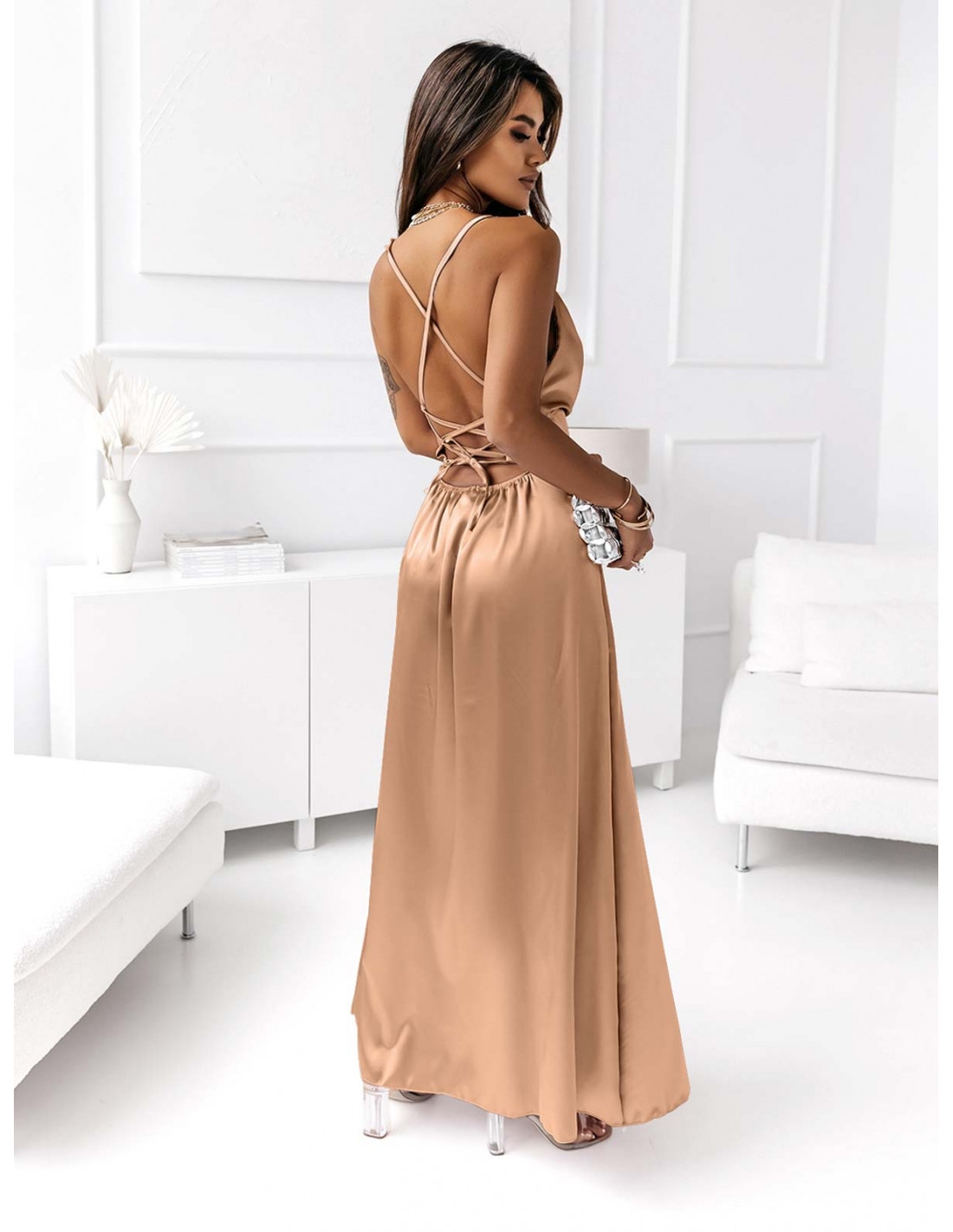 Satynowa sukienka maxi CARDI