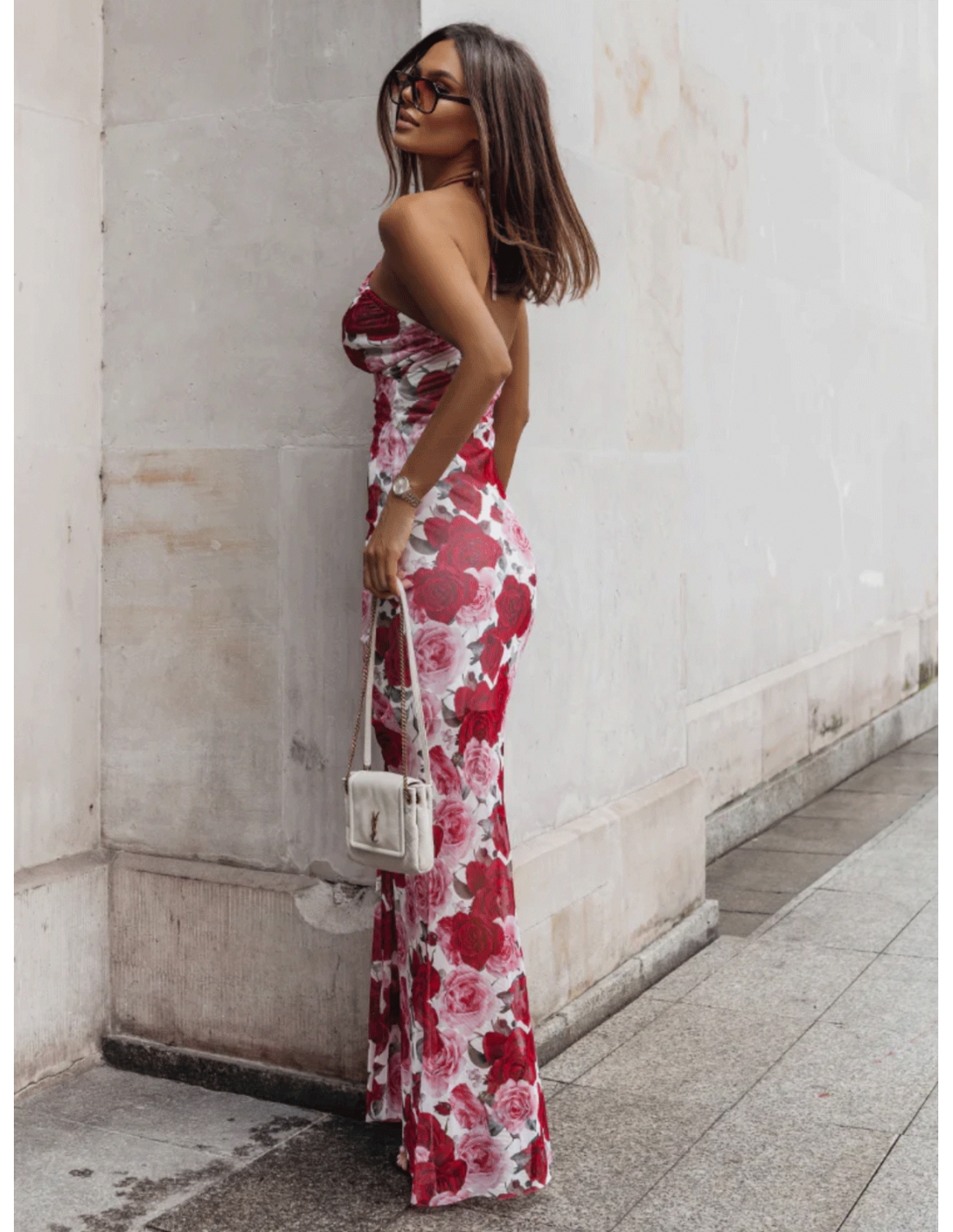 Sukienka maxi z odkrytymi plecami w print LAYAN