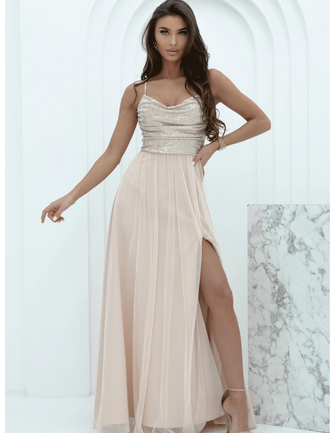 Elegancka tiulowa maxi sukienka CHANTELL