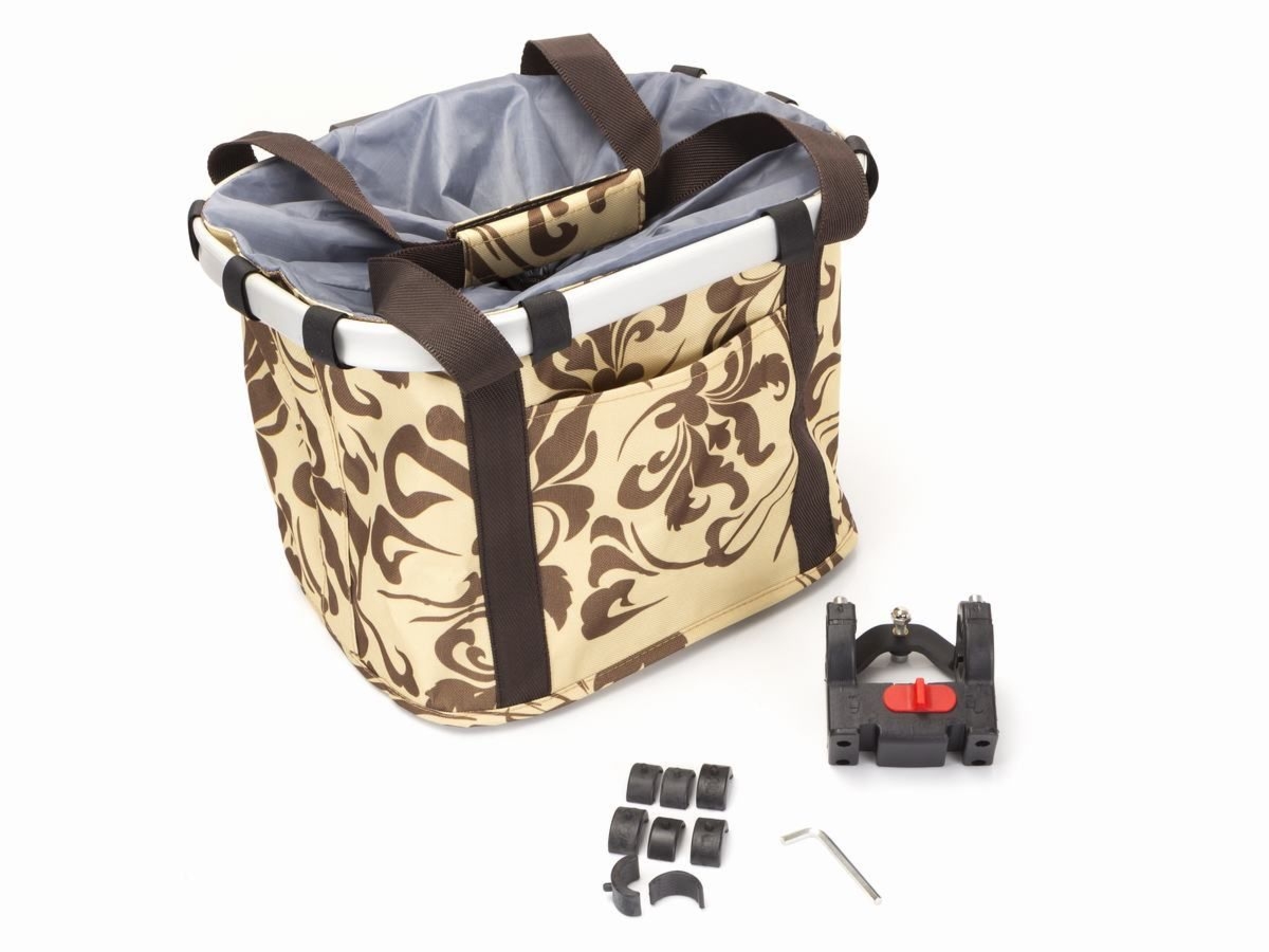 Koszyk na kierownicę z materiału HB-144/KLIP/ 330X270X260 mm brązowo-beżowy