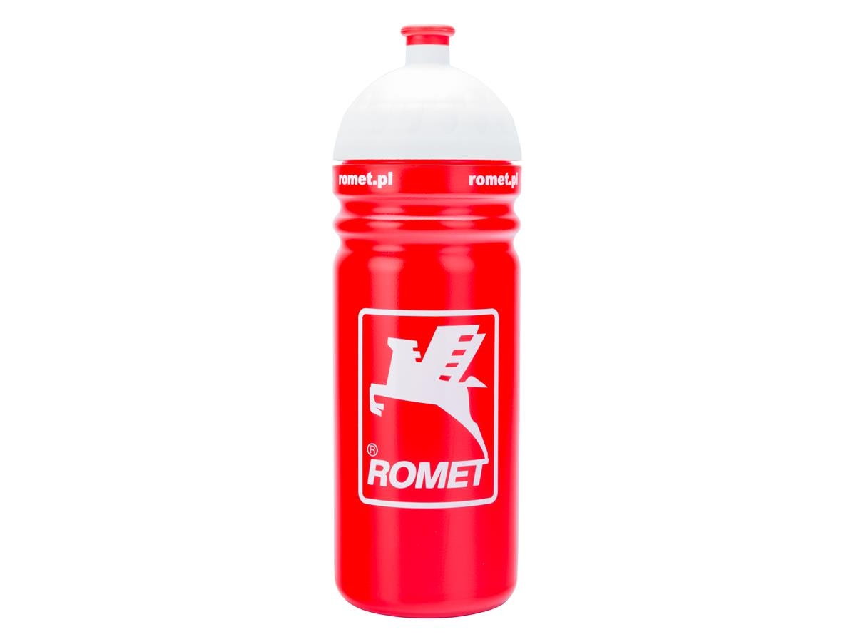 Bidon 0,7 l.  czerwony, zakrętka/biała  logo ROMET