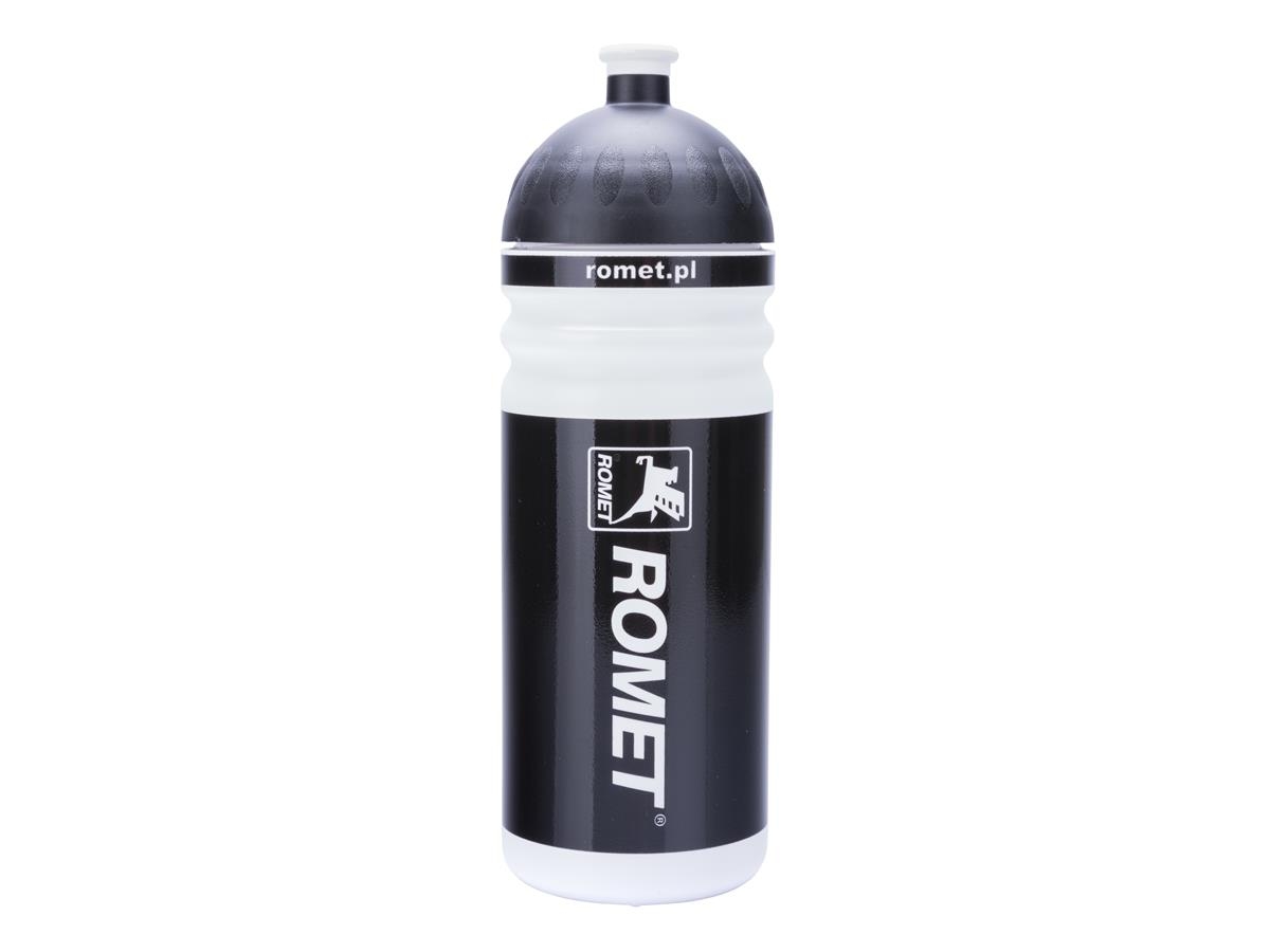 Bidon 0,7 l.  biało- czarny, zakrętka/czarna  logo ROMET