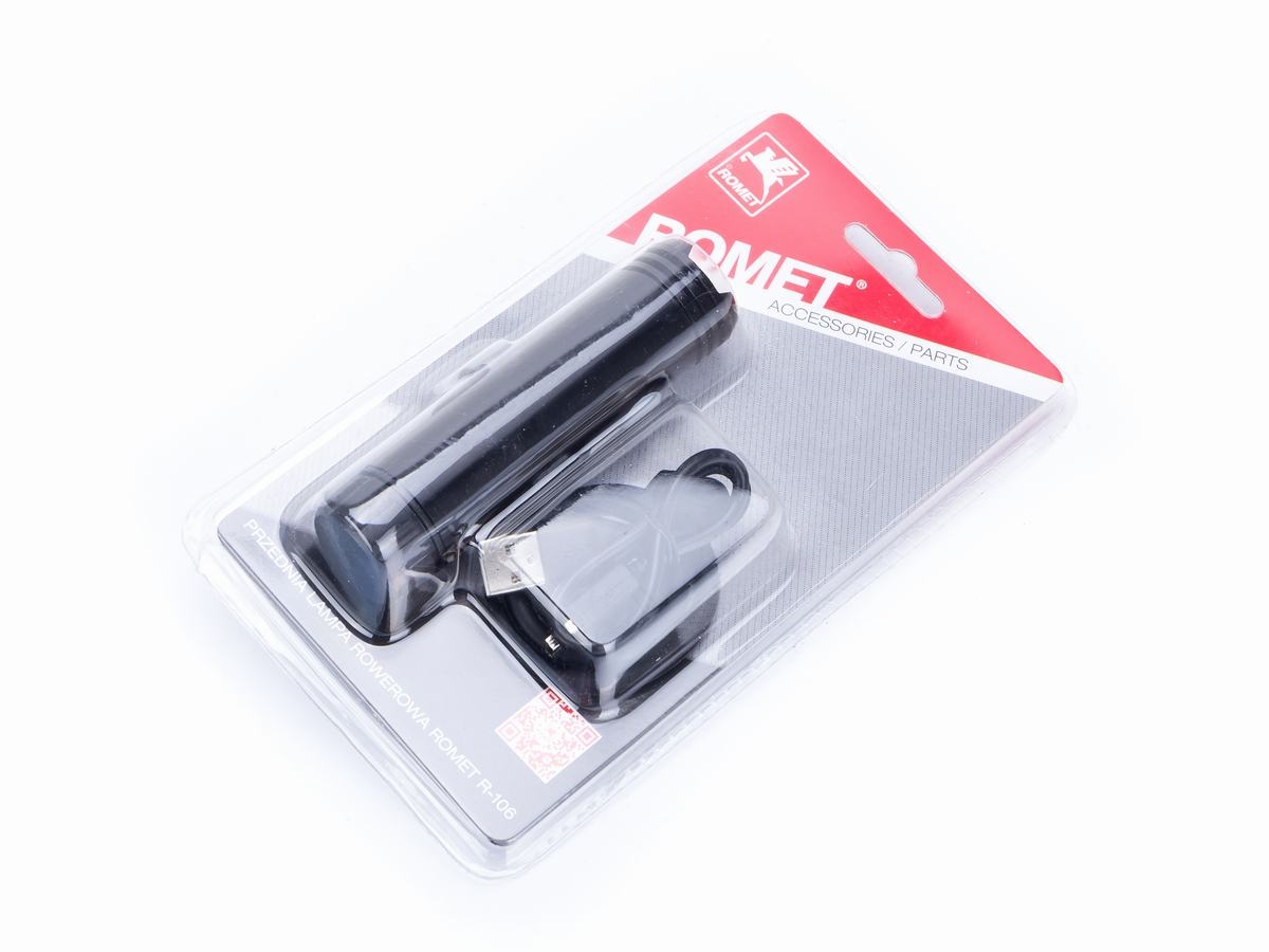 Lampa przednia al.1-LED USB. kolor czarny mod.R-106 blister et/logo ROMET