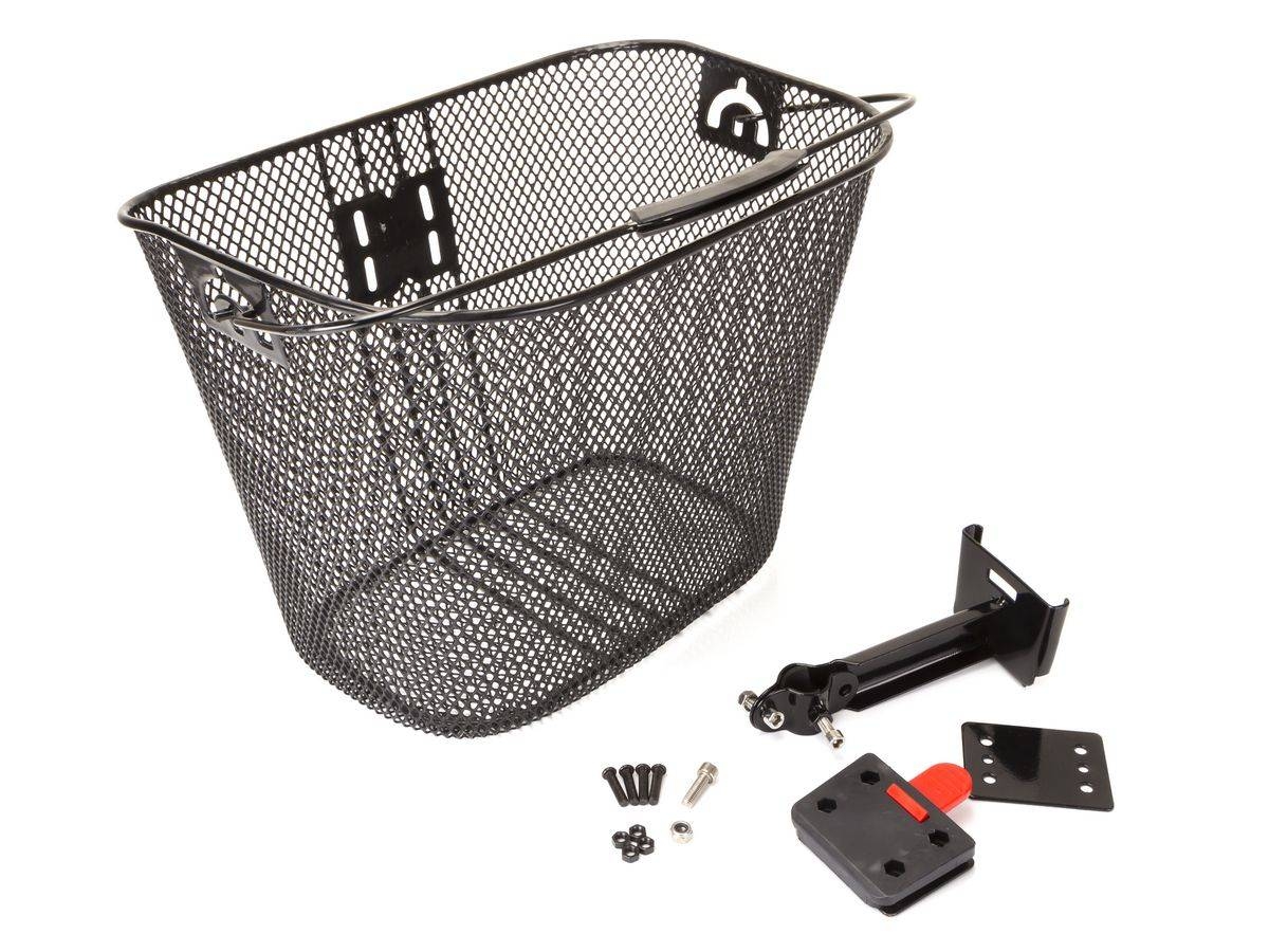 Koszyk na wspornik kier. HQ-205 metalowy/metalowy klip-wysięg/ 34x25x26  czarny