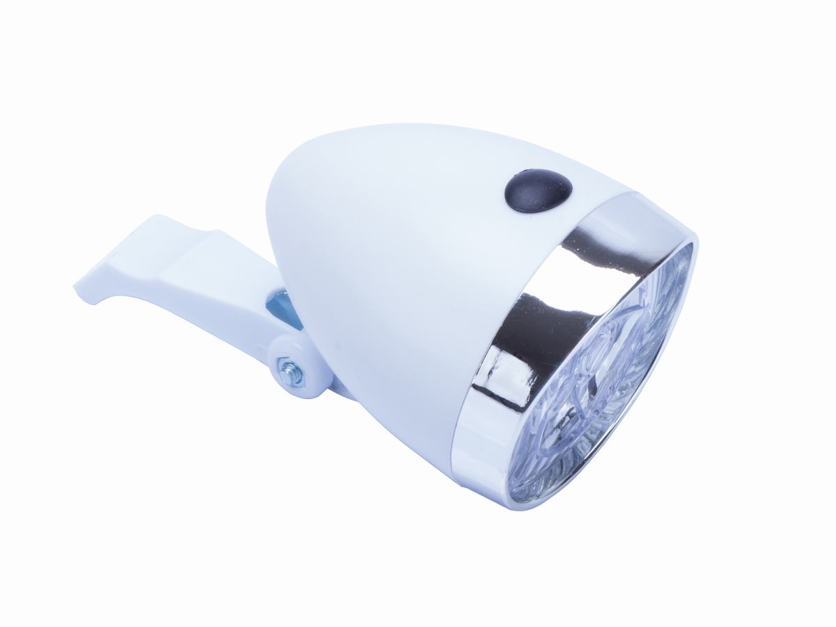 Lampa przód bateryjna 3-LED RETRO biała z włącz. 3xAAA  z/uchwytem OEM