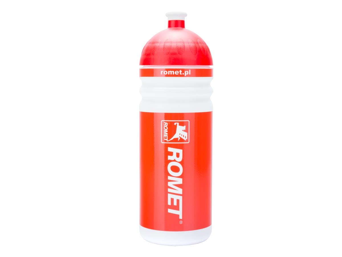 Bidon 0,7 l.  biało- czerwony, zakrętka/czerwona  logo ROMET