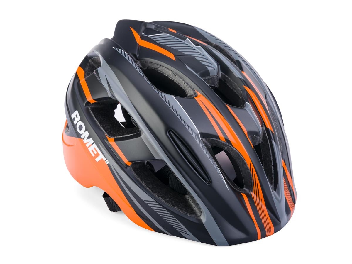 Kask rowerowy dziecięcy ROMET model 509 szaro pomarańczowy mat S (48-52)