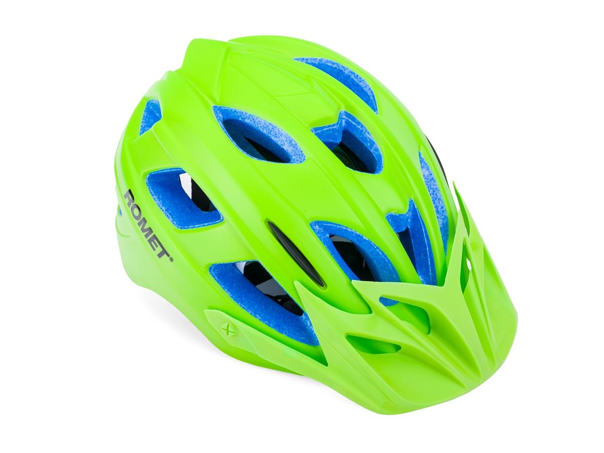 Kask rowerowy dziecięcy ROMET 509-1 zielony mat z daszkiem M (52-56)