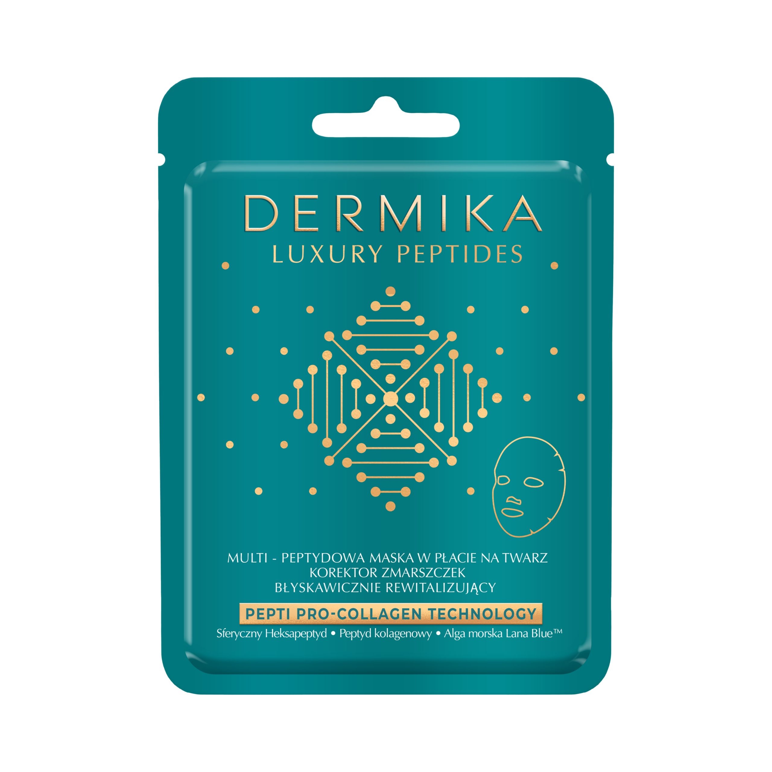 Dermika Multi Peptydowa maska w płacie na twarz - korektor zmarszczek błyskawicznie rewitalizujący