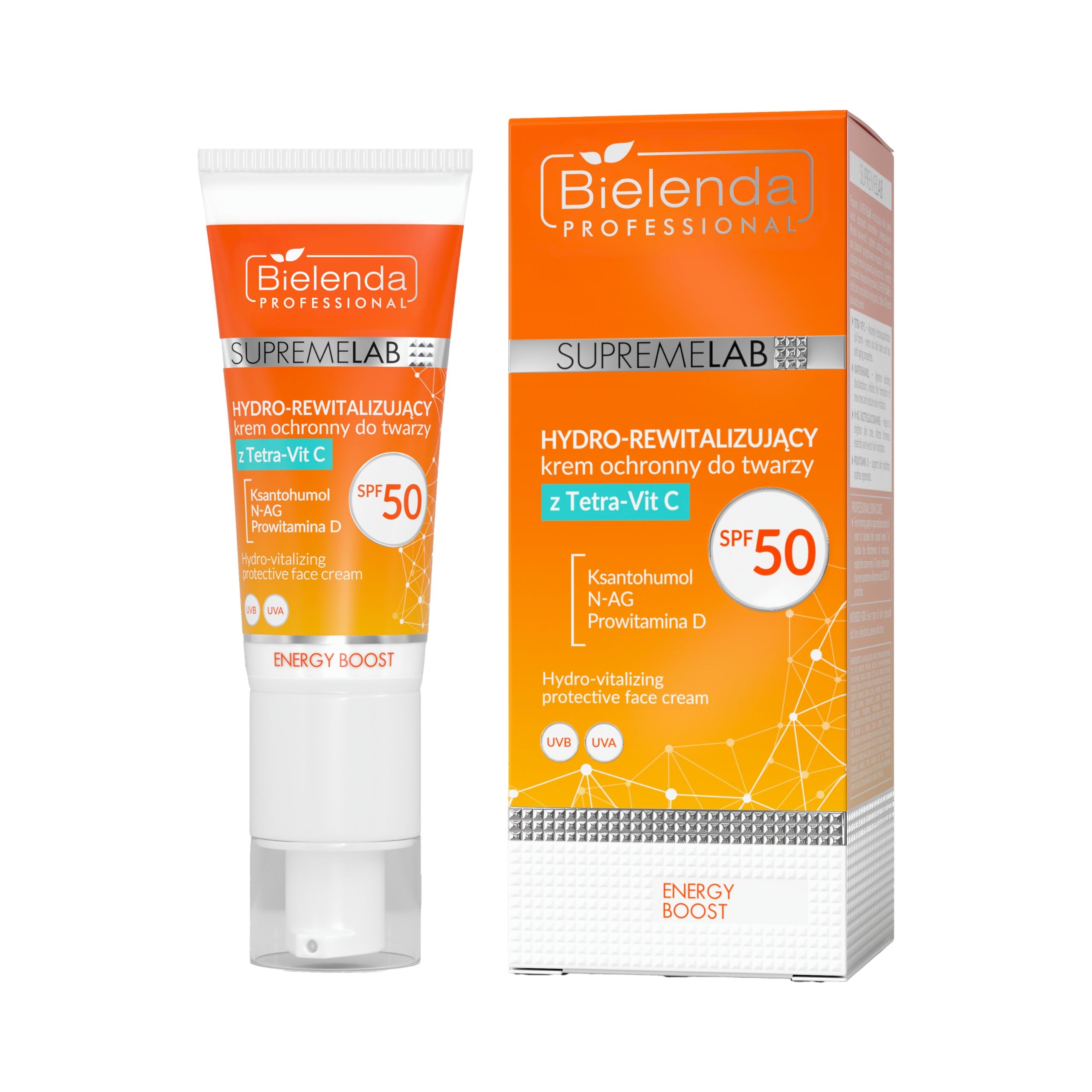 Supremelab Hydro-rewitalizujący krem ochronny do twarzy z Tetra-Vit C SPF 50