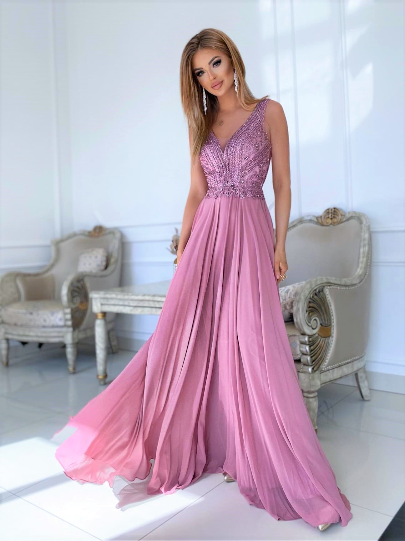 Sukienka Campari Maxi Wrzosowa