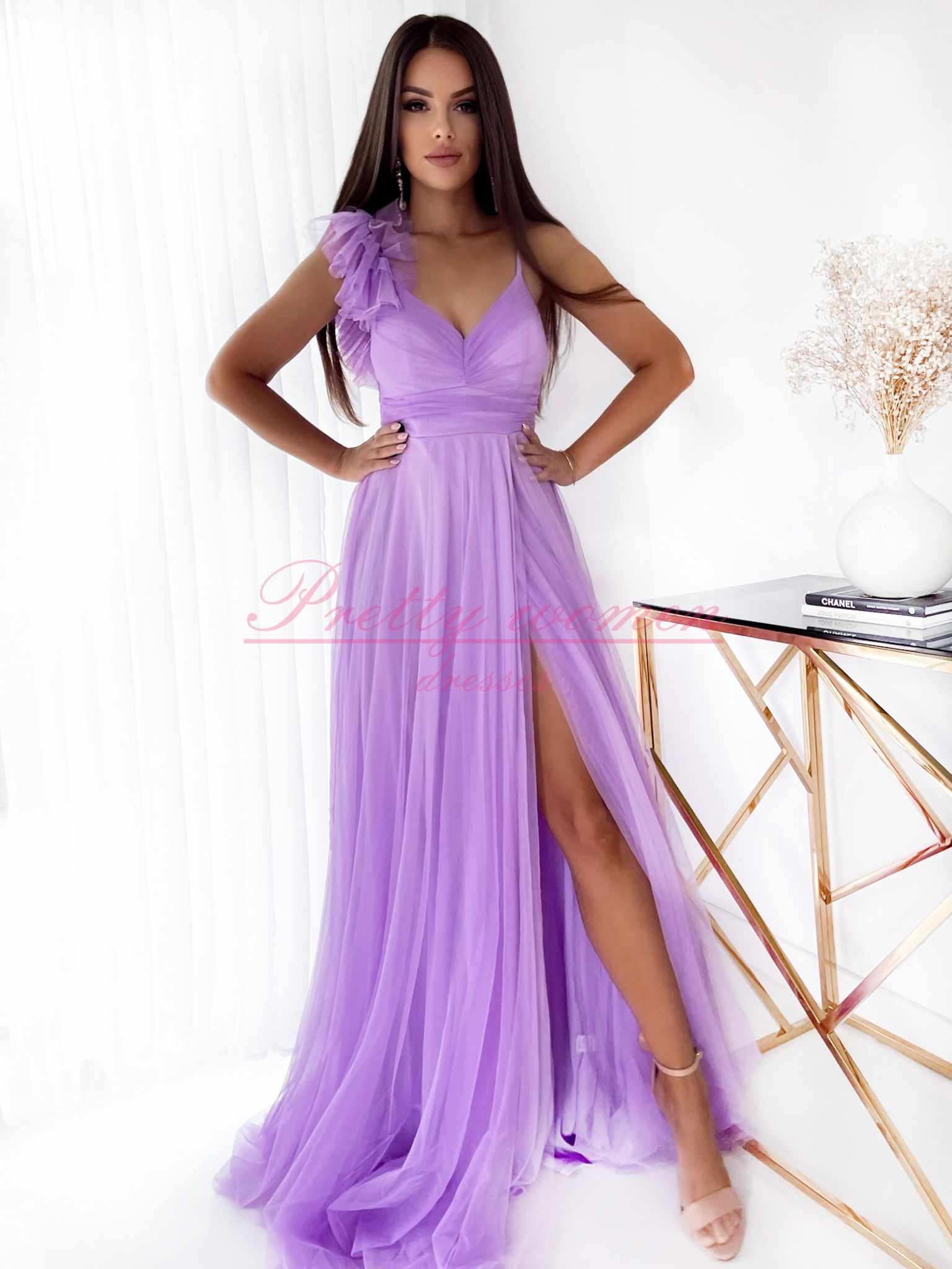 Sukienka Maxi Tiulowa Milagros Lilac