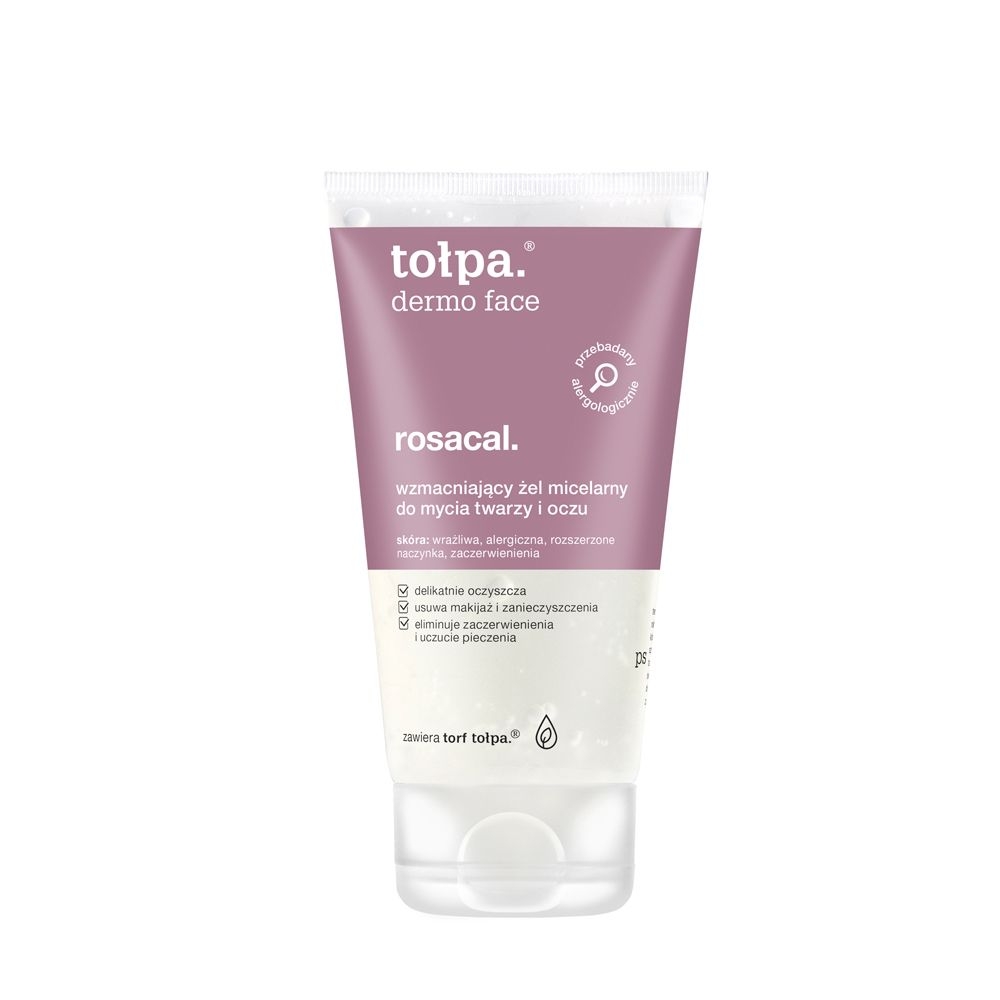 Tołpa. Rosacal. Wzmacniający żel micelarny do mycia twarzy i oczu, 150 ml