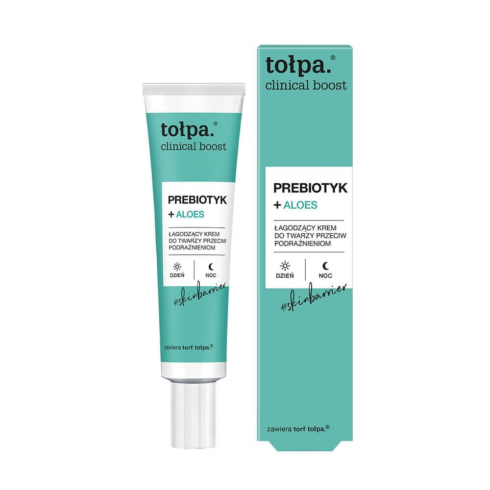 Tołpa. Prebiotyk + aloes łagodzący krem do twarzy przeciw podrażnieniom, 40 ml