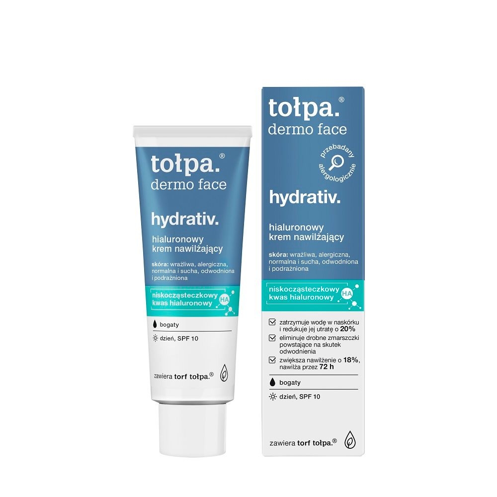 Tołpa. Hydrativ. Hialuronowy krem nawilżający, bogaty, SPF 10, 40 ml