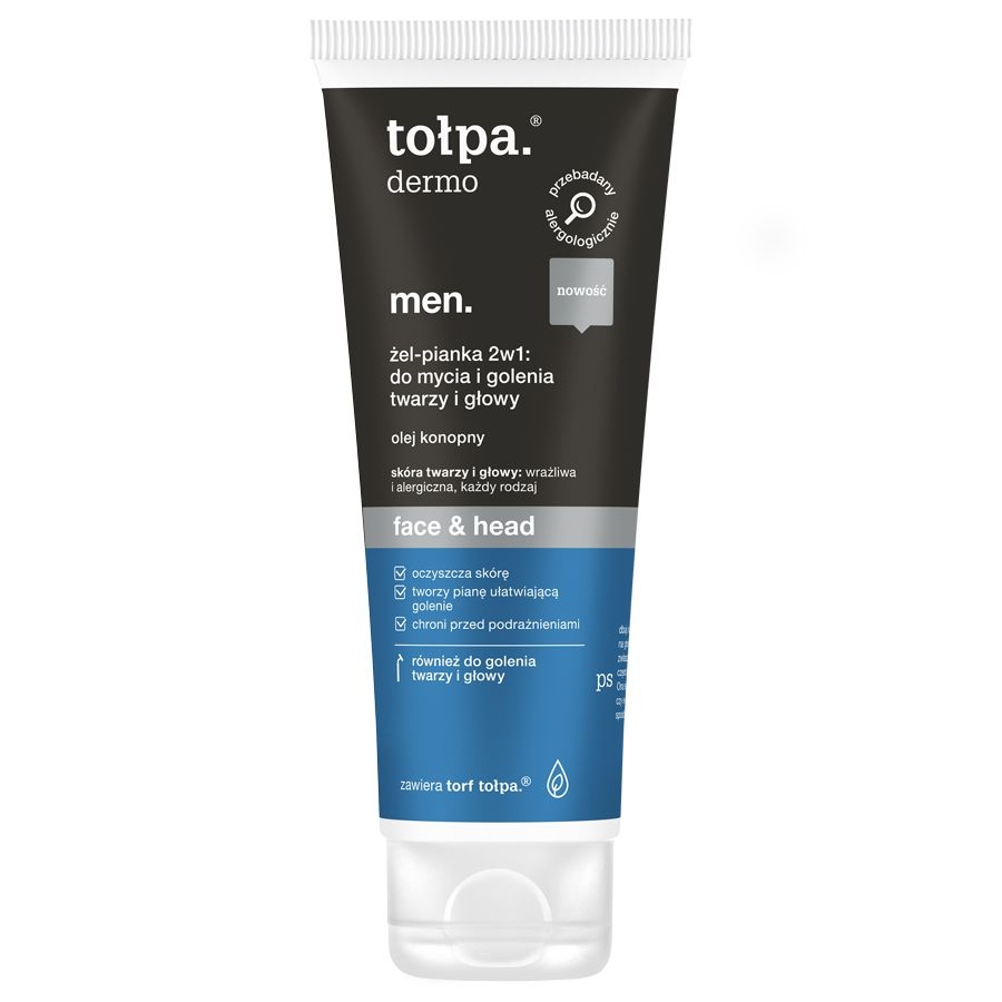 Tołpa. Face&head żel-pianka 2w1: do mycia i golenia twarzy i głowy, 100 ml