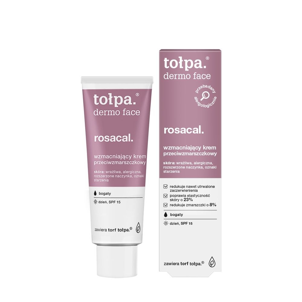 Tołpa. Rosacal. Wzmacniajacy krem przeciwzmarszczkowy, BOGATY, SPF 15, 40 ml