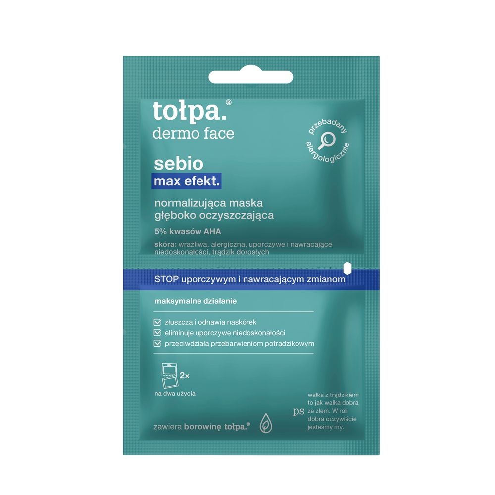Tołpa. Sebio max efekt. Normalizująca maska głęboko oczyszczająca, 2x6 ml