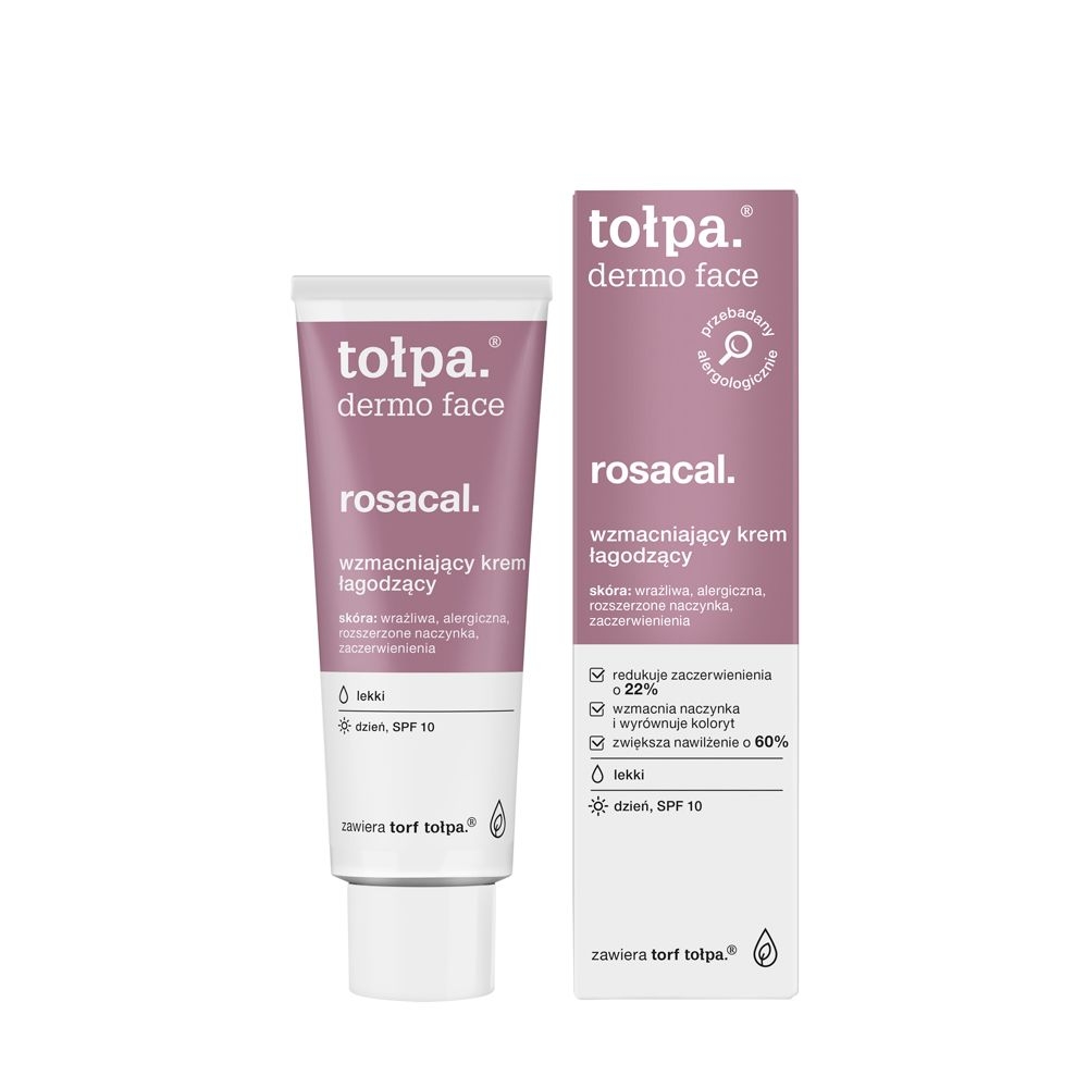 Tołpa. Rosacal. Wzmacniający krem łagodzący, LEKKI, DZIEŃ, SPF 10, 40 ml