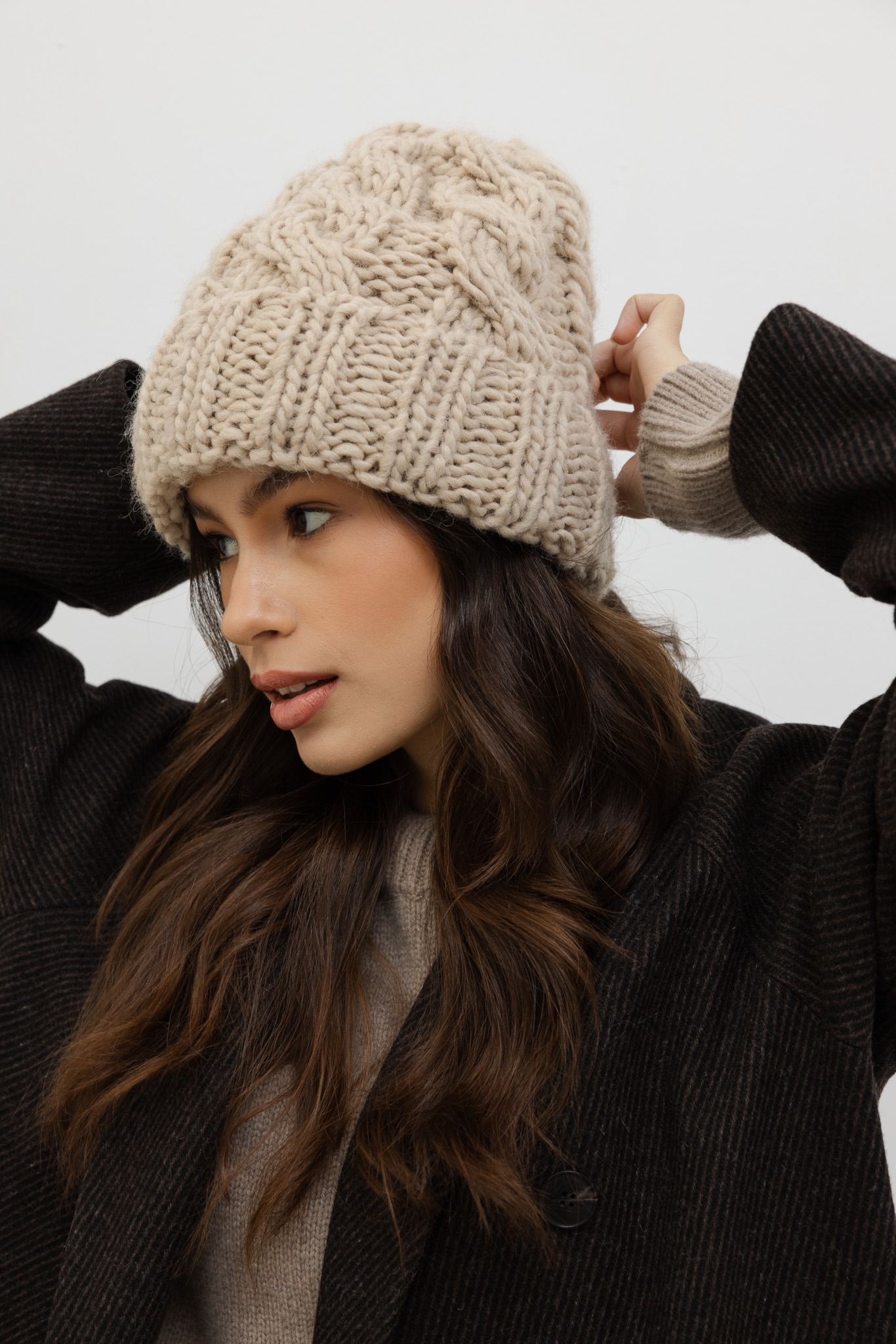 WEŁNIANA CZAPKA PRINCE BEŻOWA