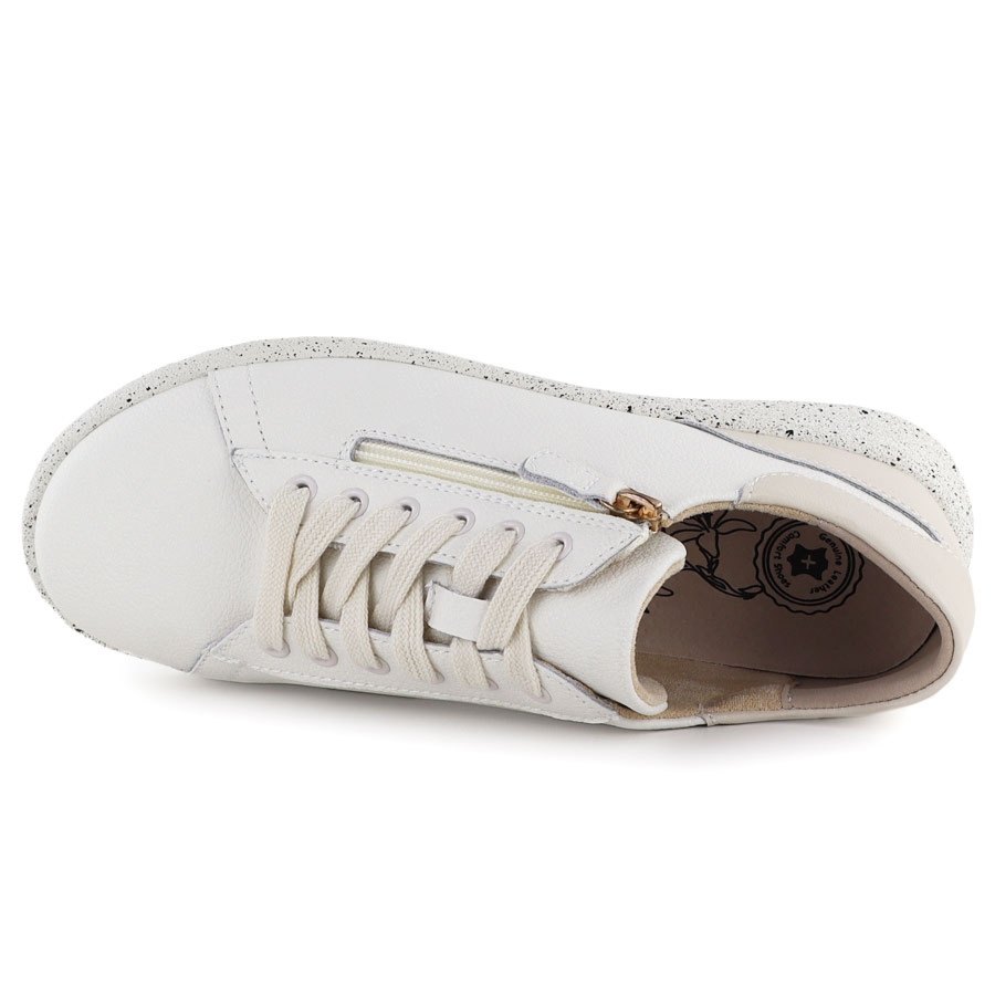 Skórzane półbuty damskie na podwyższeniu beżowe Jezzi 138