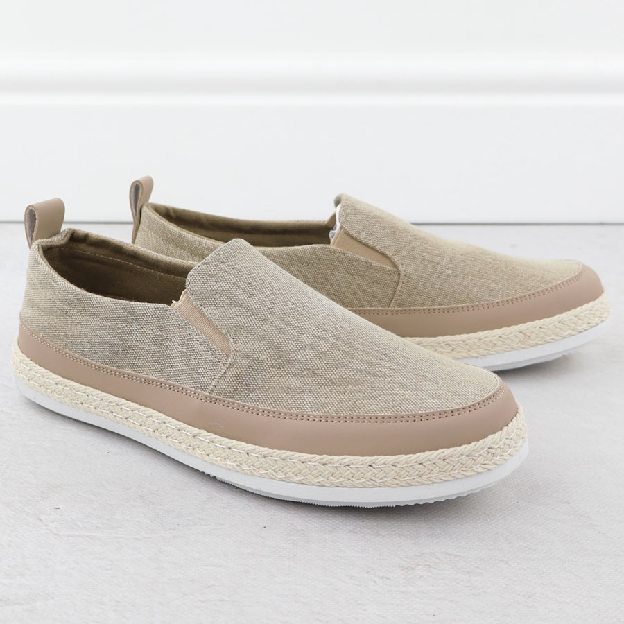 Półbuty męskie espadryle wsuwane khaki Nowacki 0017