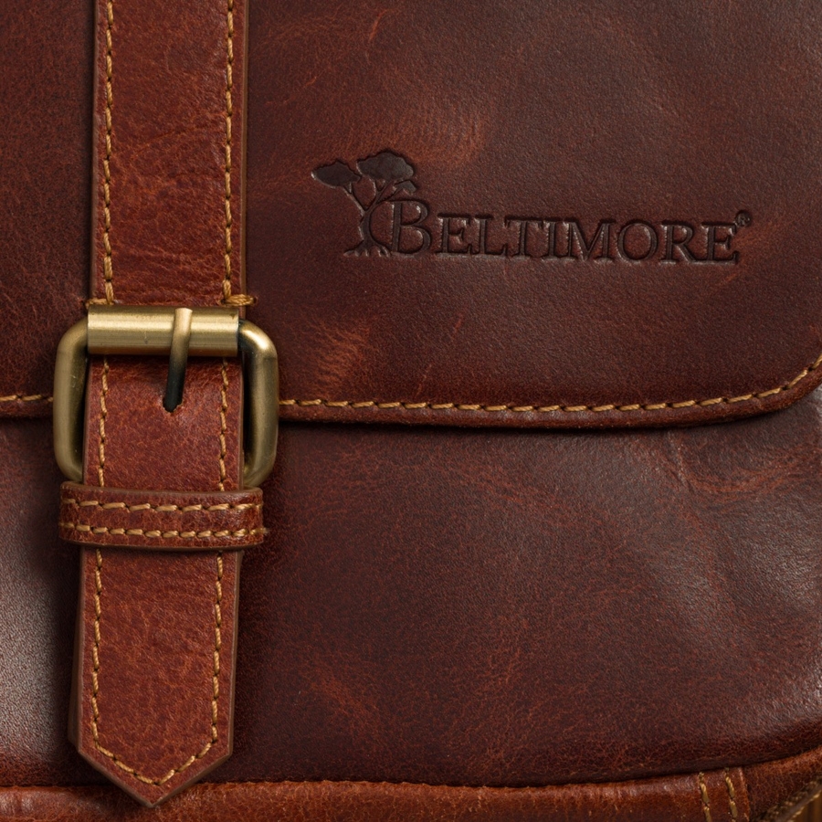 Torba męska skórzana na ramię zgrabna elegancka Beltimore brązowa N23