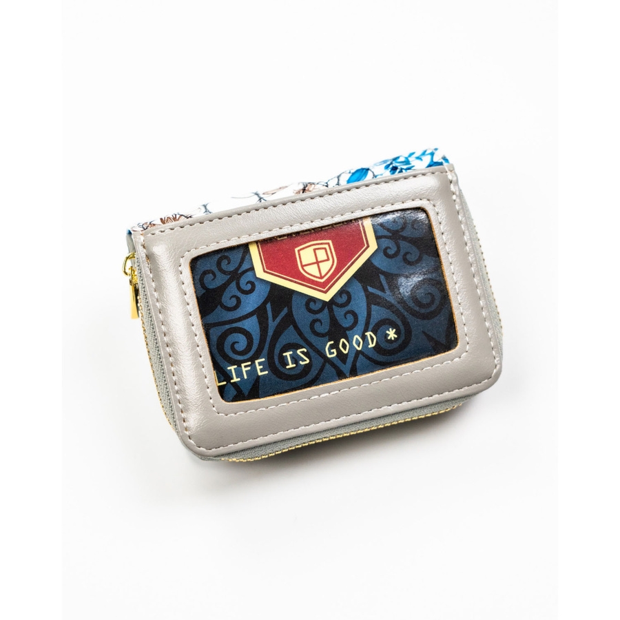 Niebieski, poręczny portfelik damski ze skóry naturalnej z systemem RFID, zamykany zatrzaskiem i suwakiem PTN PH33-LFL Peterson