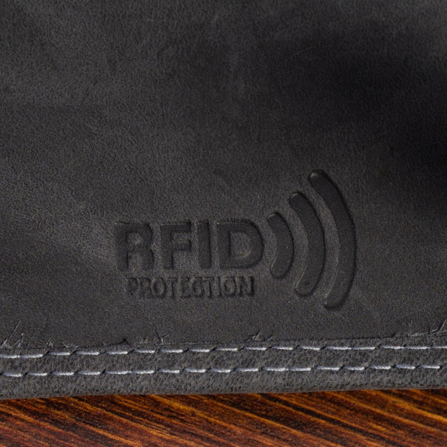 Portfel męski skórzany mały pionowy klasyczny czarny RFiD Beltimore S48