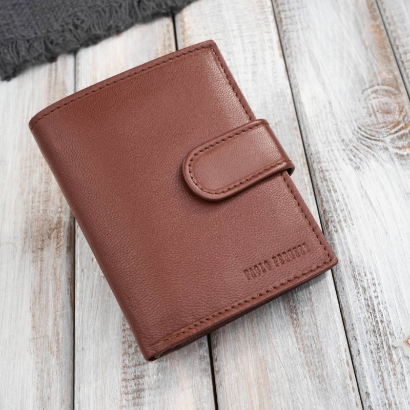 Portfel męski skórzany klasyczny pionowy koniakowy z RFID Paolo Peruzzi AL-18-CG