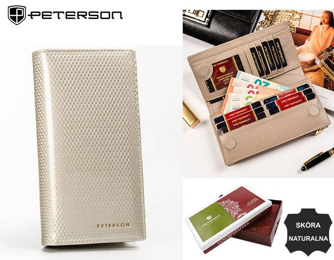 Portfel skórzany Peterson PTN 421431-SBR beżowy