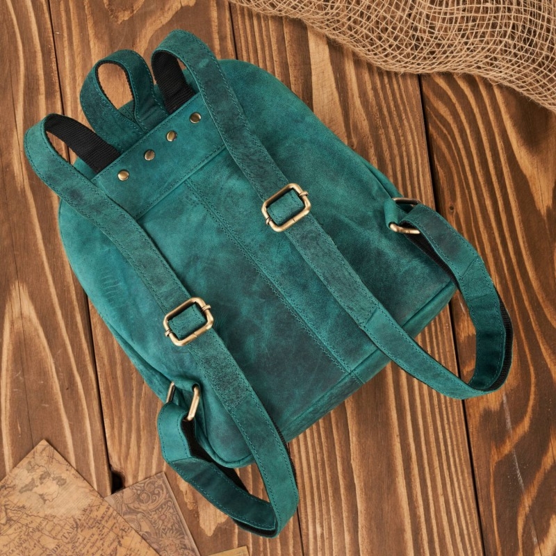 Portfel damski skórzany T-01-GR plecaczek damski miejski zielony vintage T-18-HGR zestaw prezentowy Paolo Peruzzi ZUP-113-GR