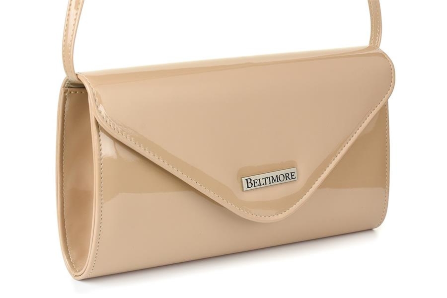 Lakierowana kopertówka beżowa BELTIMORE M78