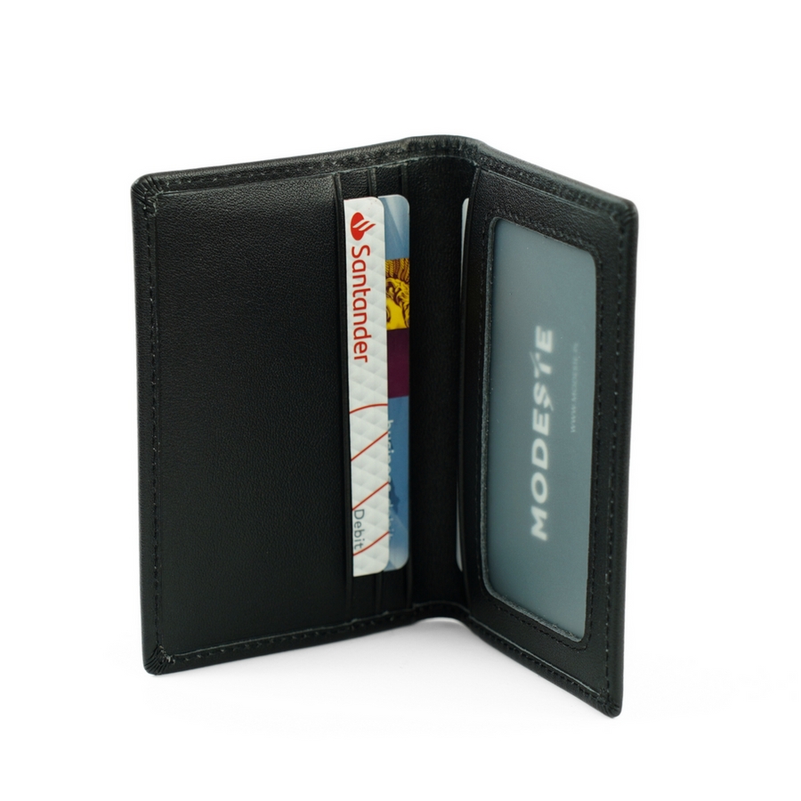 Portfel na karty elegancki skórzany cardholder czerwony Solier SW45 BLACK