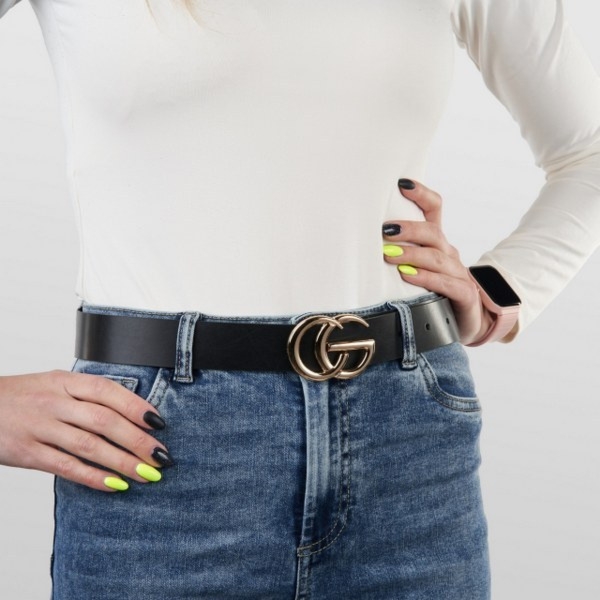 Skórzany Damski Pasek OPD-01 Brødrene Czarny 125 cm