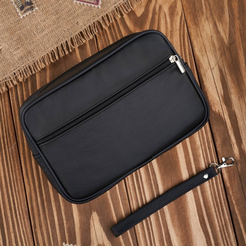 Saszetka męska skórzana do ręki praktyczna duża czarna Abruzzo ABR-12