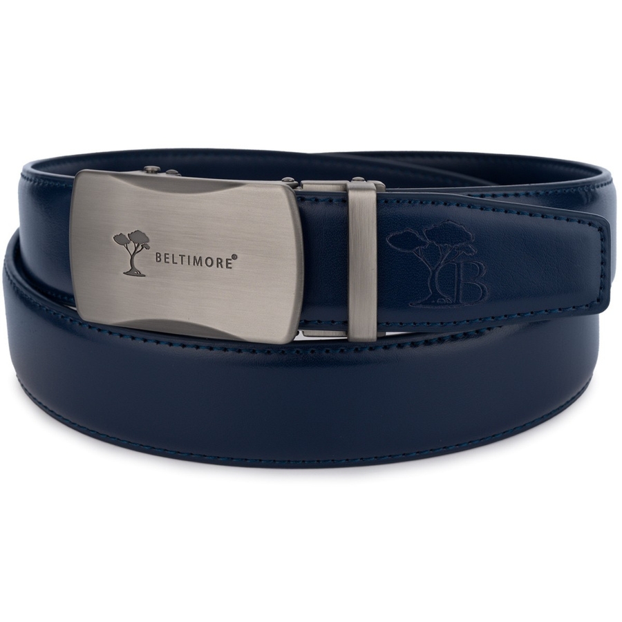 Pasek męski skórzany klamra automatyczna granatowy Beltimore A50 : Kolory - granatowy, Rozmiar pasków - r.100-115 cm