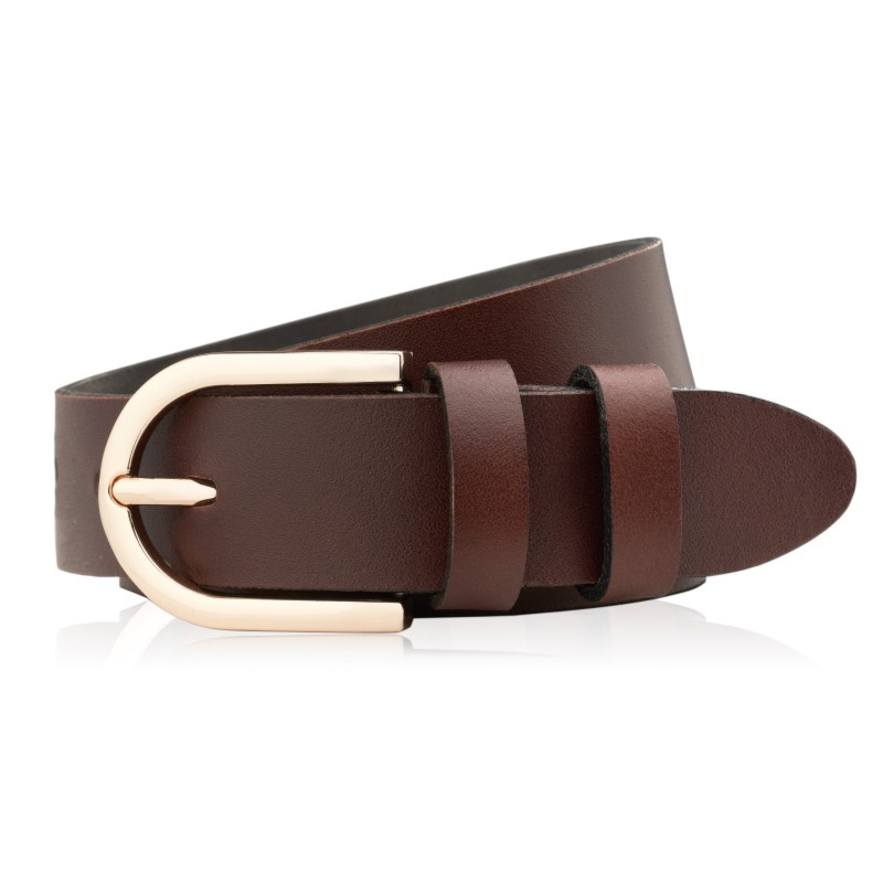 PASEK DAMSKI SKÓRZANY BRĄZOWY 120 cm ZE ZŁOTĄ KLAMRĄ PAOLO PERUZZI PG-01-BRZ-120