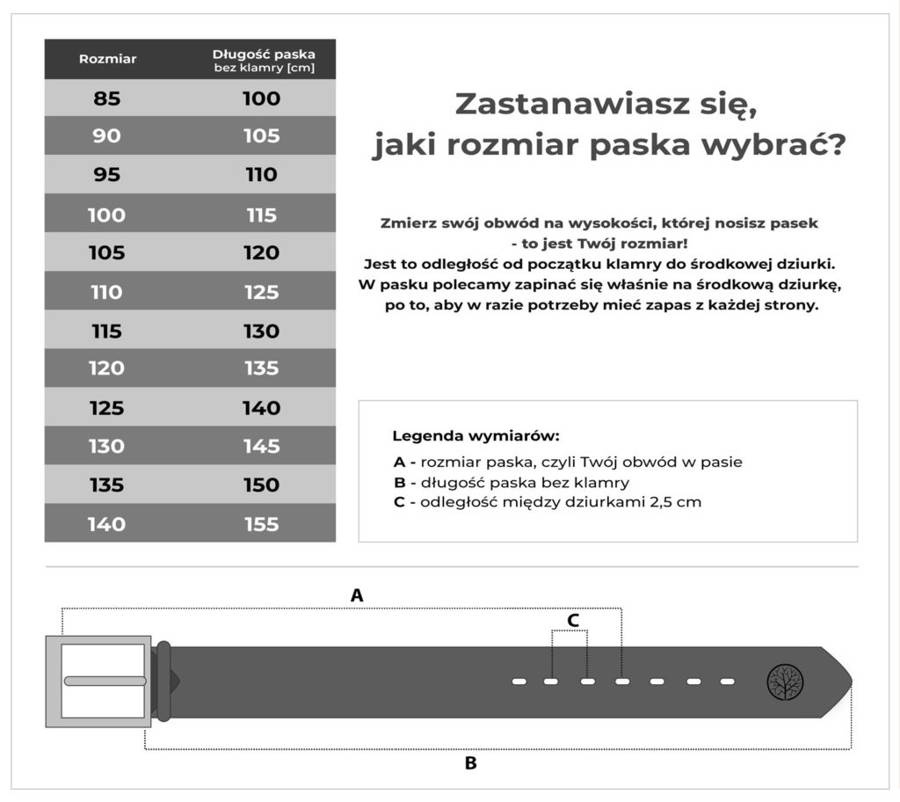Skórzany pasek BETLEWSKI LIC30-0 granatowy 135