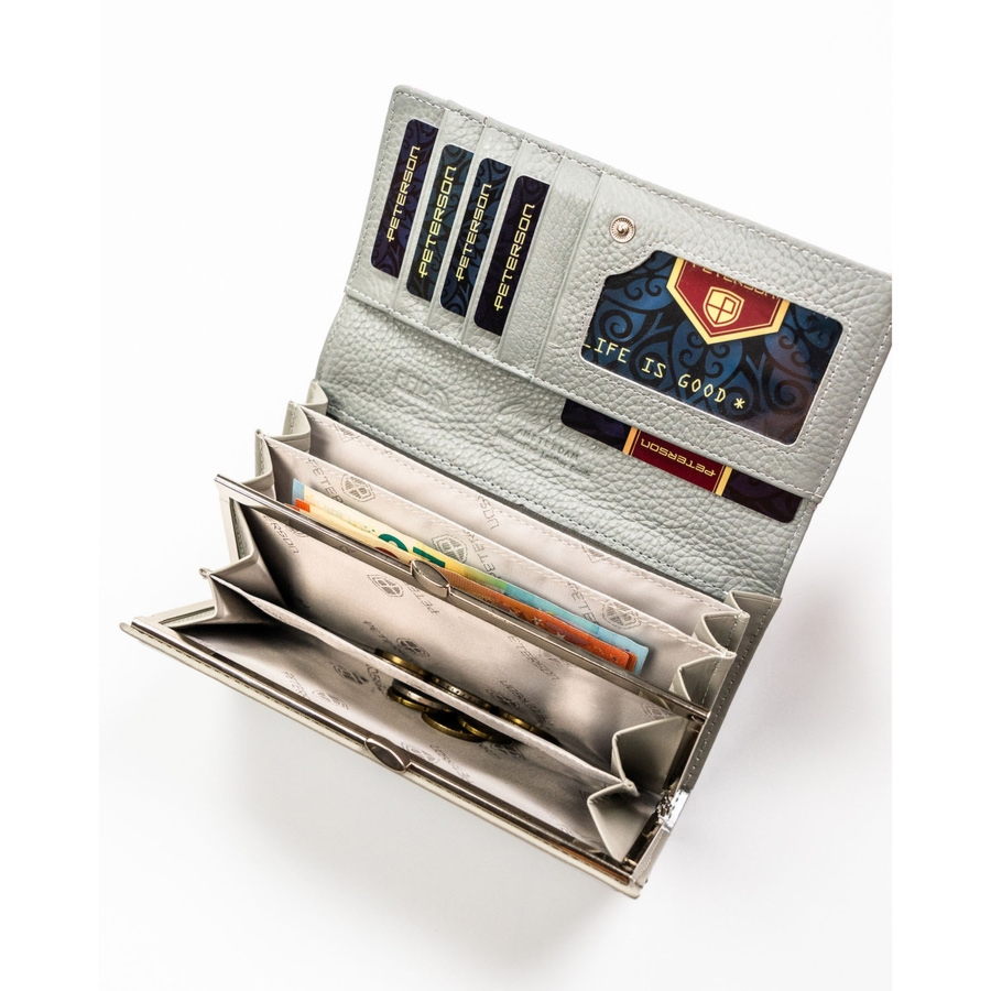 Elegancki, wielokolorowy portfel ze skóry ekologicznej i naturalnej PTN PX24-1-NPK Peterson