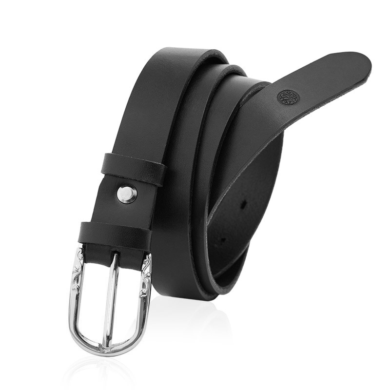 Skórzany pasek damski DAISY czarny 110-125-cm