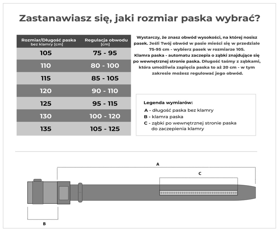 Skórzany pasek męski BETLEWSKI Brązowy 120