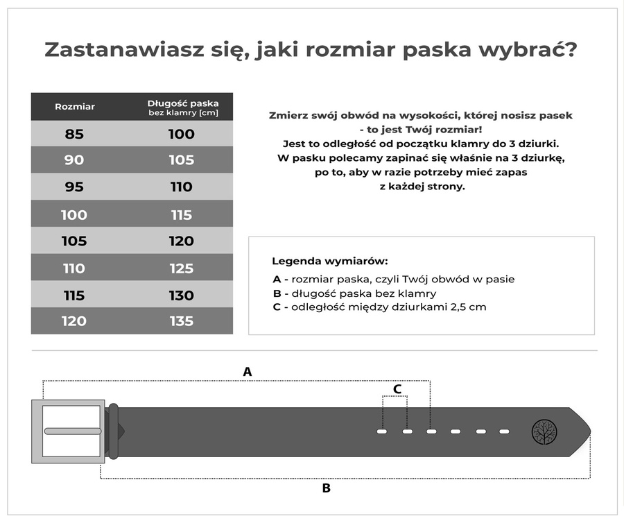 Skórzany pasek BETLEWSKI LIC30-5S CZARNY 95