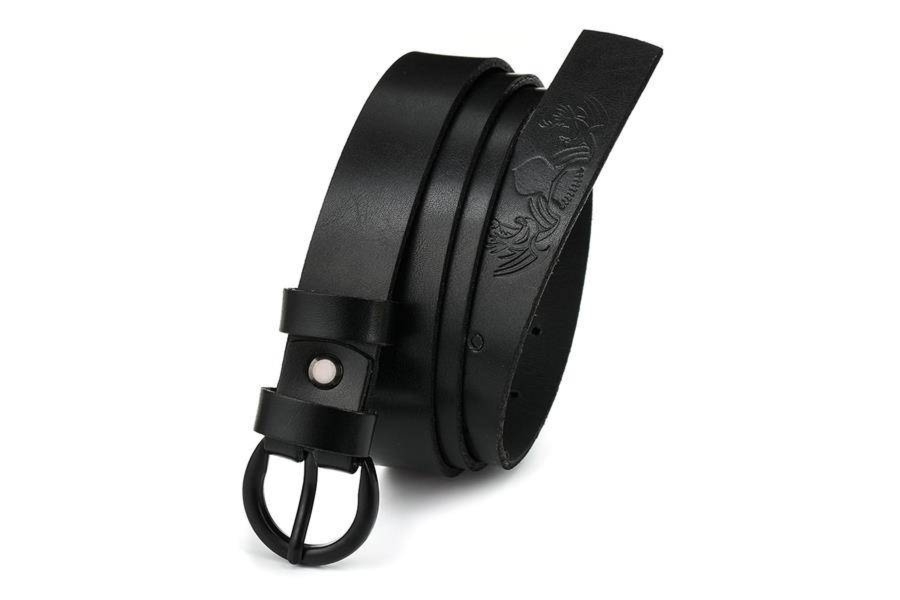 Beltimore skórzany damski pasek 2,5 cm czarny A65 : Kolory - czarny, Rozmiar pasków - r.85-100 cm